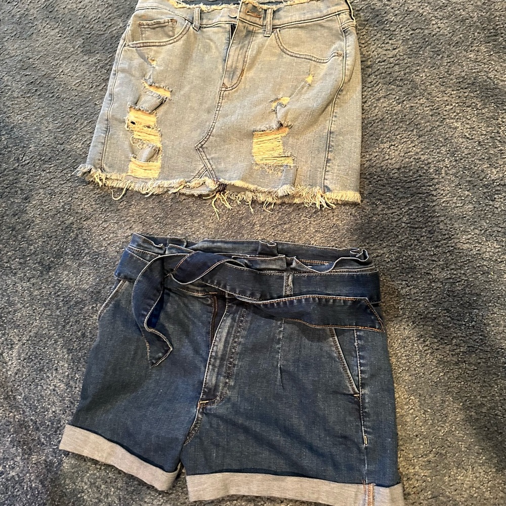 Express Blue High Waist Cut Out Tie Front and skirt